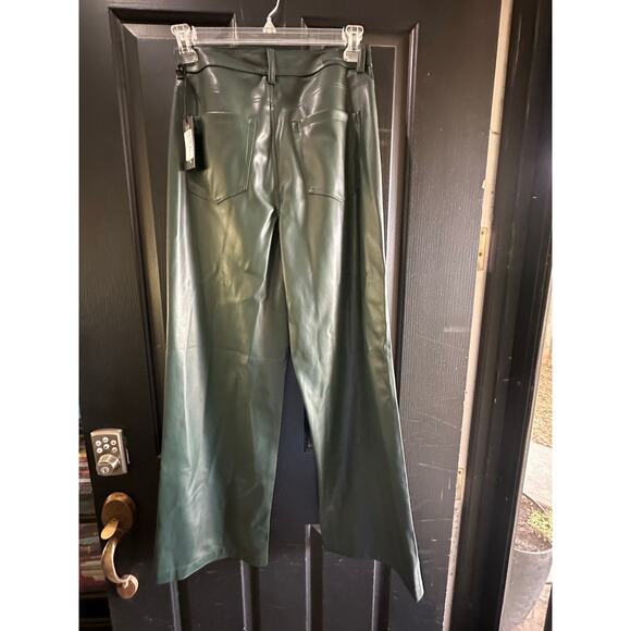 NWT Blank NYC Women's Green Vegan Leather High Rise Wide Leg Pants Size 29 - Picture 7 of 9